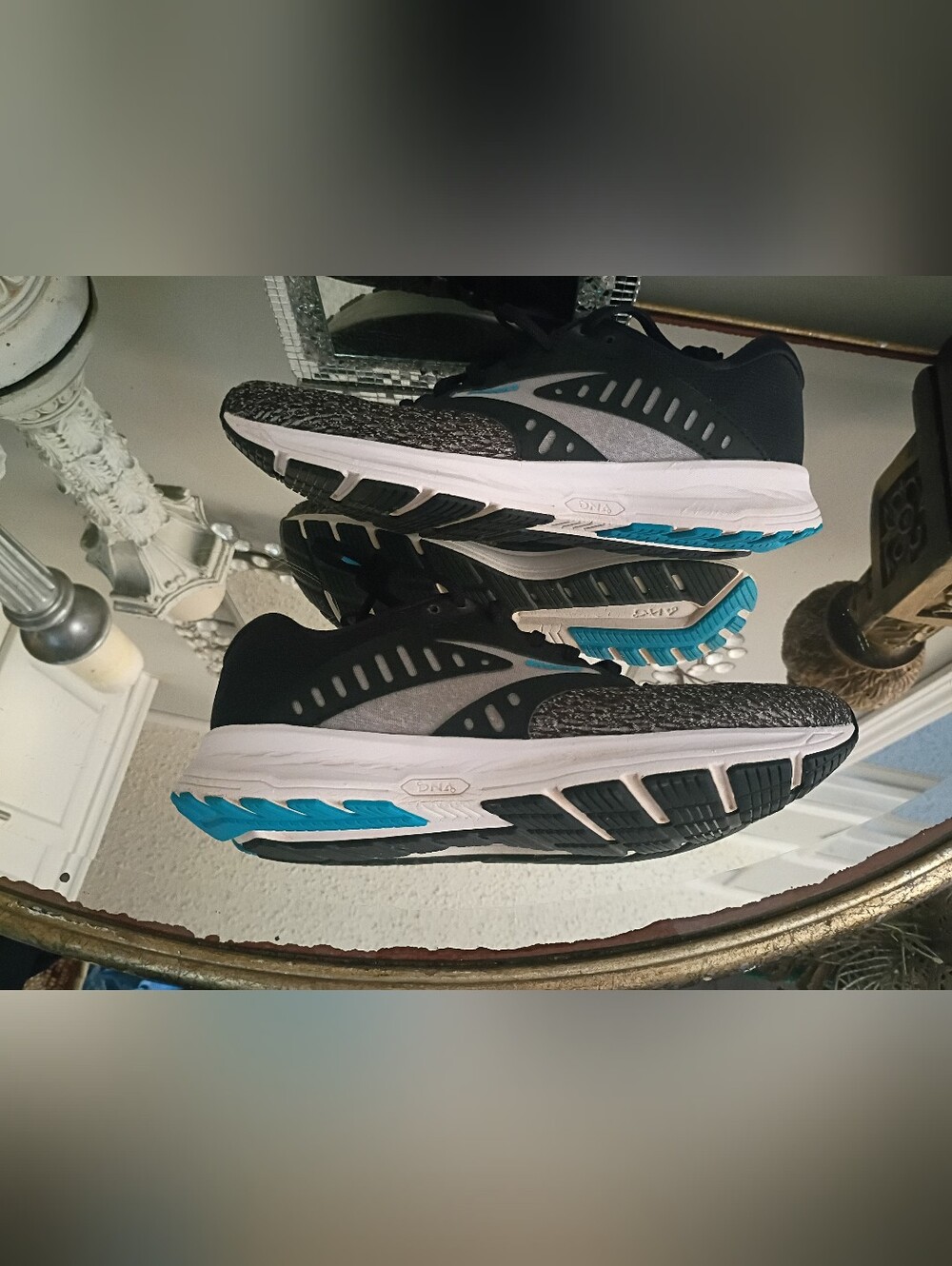 Brooks Women's Black, Gray & White Running Shoes with Teal Logo - Picture 10 of 12